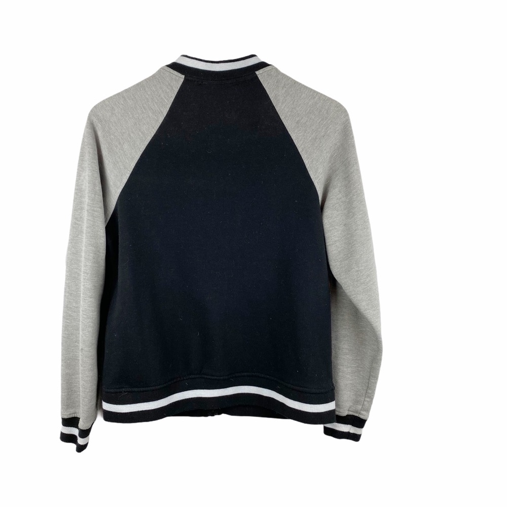 Lemon Tart Grey Black Varsity Fleece Academia Preppy Collegiate Jacket Medium - Picture 2 of 6